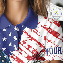 Load image into Gallery viewer, Polo shirt with American flag design and 'Your Name' text 
