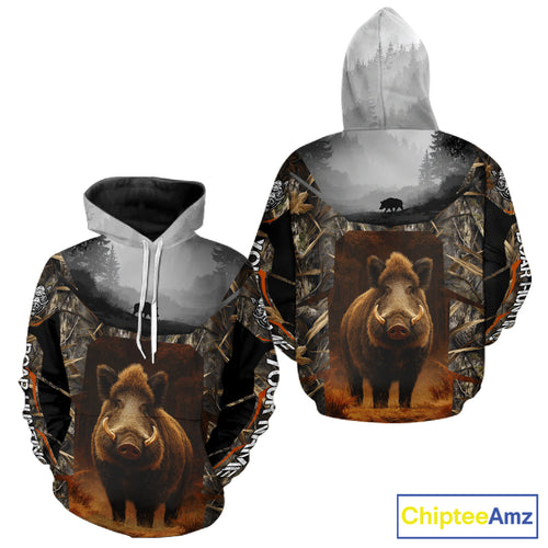 Deer Hunting Shirt Brown Camouflage Hoodie, Long Sleeve Custom Name For Men NBT247
