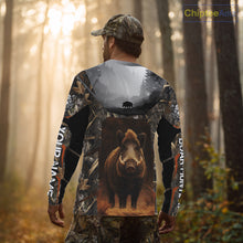 Load image into Gallery viewer, Deer Hunting Shirt Brown Camouflage Hoodie, Long Sleeve Custom Name For Men NBT247