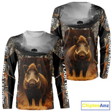 Load image into Gallery viewer, Deer Hunting Shirt Brown Camouflage Hoodie, Long Sleeve Custom Name For Men NBT247