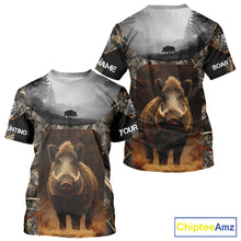 Load image into Gallery viewer, Deer Hunting Shirt Brown Camouflage Hoodie, Long Sleeve Custom Name For Men NBT247