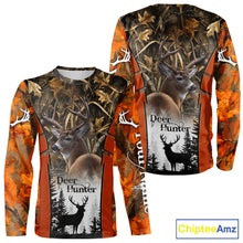 Load image into Gallery viewer, Customized Name Whitetail Deer Hunting Orange Camo Hoodie 3D Shirt, Gift for Hunters NBT297