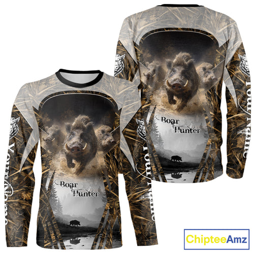 Beautiful Custom Camo Boar Hunting Shirt With Full All Over 3D Printing For Boar Hunters NBT162