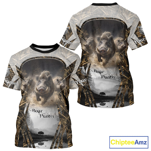 Beautiful Custom Camo Boar Hunting Shirt With Full All Over 3D Printing For Boar Hunters NBT162