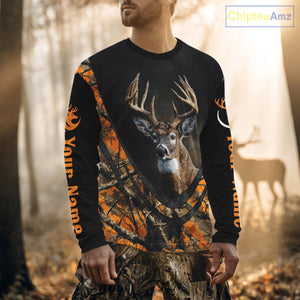 Deer Hunting Shirt Orange Camo 3D Custom Name, Season Deer Hunting, Hunting Gifts for Men NBT251