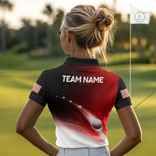Load image into Gallery viewer, Red Ball Pattern American Flag Womens Golf Polo Shirts, Team Golf Shirts Golf Gifts NBT872