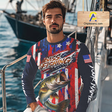 Load image into Gallery viewer, American Flag Bass Fishing Shirts Long Sleeve, Bass Fishing Tournament Shirts, Bass Fishing Shirts NBT432