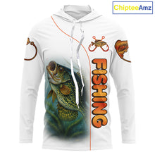 Load image into Gallery viewer, Crappie Fishing White Fishing Team Crappie Custom Name Long Sleeve Hooded UV Protection Fishing Shirts NBT550