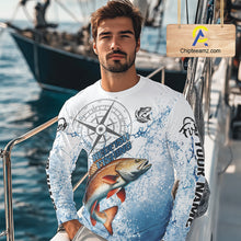 Load image into Gallery viewer, Custom Redfish Long Sleeve Fishing Shirts Saltwater Fish, Compass Offshore Tournament Fishing Shirts NBT551