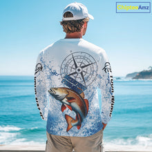 Load image into Gallery viewer, Custom Redfish Long Sleeve Fishing Shirts Saltwater Fish, Compass Offshore Tournament Fishing Shirts NBT551