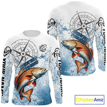 Load image into Gallery viewer, Custom Redfish Long Sleeve Fishing Shirts Saltwater Fish, Compass Offshore Tournament Fishing Shirts NBT551