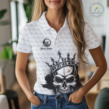 Load image into Gallery viewer, Funny Skull Womens Golf Polo Shirts Golf Camo Pattern Custom Name Skull Golf Shirt, Golf Attire NBT555