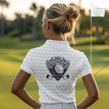 Load image into Gallery viewer, Funny Skull Womens Golf Polo Shirts Golf Camo Pattern Custom Name Skull Golf Shirt, Golf Attire NBT555