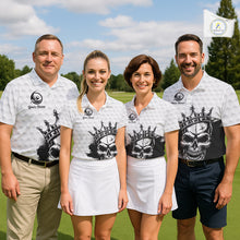 Load image into Gallery viewer, Funny Skull Mens Golf Polo Shirts Golf Camo Pattern Custom Name Skull Golf  Shirt, Golf Attire NBT555