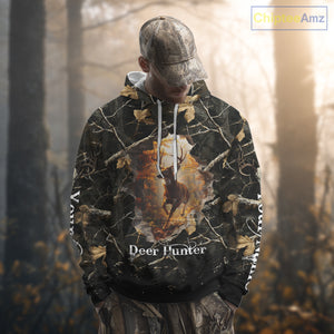Personalized Whitetail Deer Hunting Camo 3D Print Custom Name Shirts, Hunting Gifts NBT85