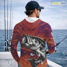 Load image into Gallery viewer, Personalized Bass Fishing Shirts For Men Dawn Camo, Bass Long Sleeve Hooded Fishing Shirts NBT444