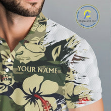 Load image into Gallery viewer, Green Camo Tropical Pattern Mens Golf Polo Shirts Custom Golf Outfit, Team Golf Shirt NBT698