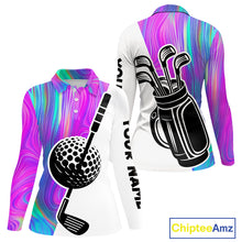 Load image into Gallery viewer, Hologram Golf Pattern Womens Polo Golf Shirts Custom Golf Team Shirts Golfer Outfit, Golf Gifts NBT699