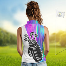 Load image into Gallery viewer, Hologram Golf Pattern Womens Sleeveless Polo Golf Shirts Custom Golf Team Shirts Golfer Outfit, Golf Gifts NBT699