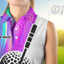 Load image into Gallery viewer, Hologram Golf Pattern Womens Sleeveless Polo Golf Shirts Custom Golf Team Shirts Golfer Outfit, Golf Gifts NBT699