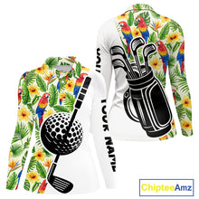 Load image into Gallery viewer, Funny Tropical Parrot And Golf Pattern Womens Polo Golf Shirts Custom Golf Team Shirts Golfer Outfit, Golf Gifts NBT700