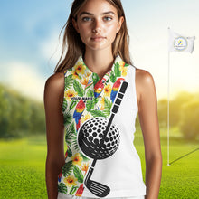 Load image into Gallery viewer, Funny Tropical Parrot And Golf Pattern Womens Sleeveless Polo Golf Shirts Custom Golf Team Shirts Golfer Outfit, Golf Gifts NBT700