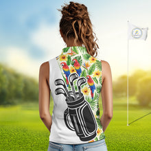 Load image into Gallery viewer, Funny Tropical Parrot And Golf Pattern Womens Sleeveless Polo Golf Shirts Custom Golf Team Shirts Golfer Outfit, Golf Gifts NBT700