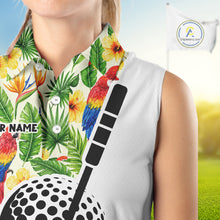 Load image into Gallery viewer, Funny Tropical Parrot And Golf Pattern Womens Sleeveless Polo Golf Shirts Custom Golf Team Shirts Golfer Outfit, Golf Gifts NBT700