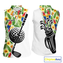 Load image into Gallery viewer, Funny Tropical Parrot And Golf Pattern Womens Sleeveless Polo Golf Shirts Custom Golf Team Shirts Golfer Outfit, Golf Gifts NBT700