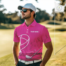 Load image into Gallery viewer, Breast Cancer Pink Ribbon Mens Golf Polo Shirts Custom Golf Shirts For Men Golfing Gifts NBT703
