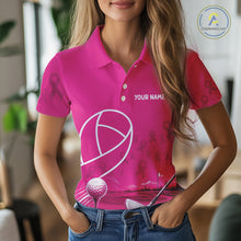 Load image into Gallery viewer, Breast Cancer Pink Ribbon Womens Golf Polo Shirts Custom Golf Shirts For Ladies Golfing Gifts NBT703