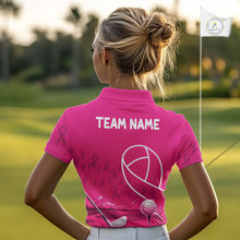Load image into Gallery viewer, Breast Cancer Pink Ribbon Womens Golf Polo Shirts Custom Golf Shirts For Ladies Golfing Gifts NBT703