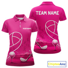 Load image into Gallery viewer, Breast Cancer Pink Ribbon Womens Golf Polo Shirts Custom Golf Shirts For Ladies Golfing Gifts NBT703