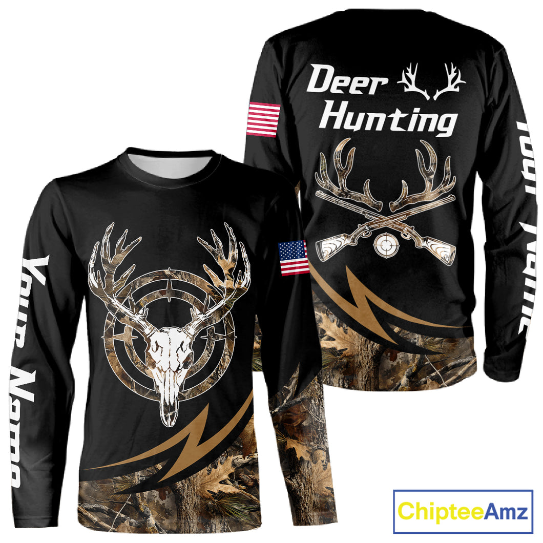 Deer Hunting Camo with US Flag 3D Printed Shirts for Men, Best Gift Ideas for Hunters NBT186