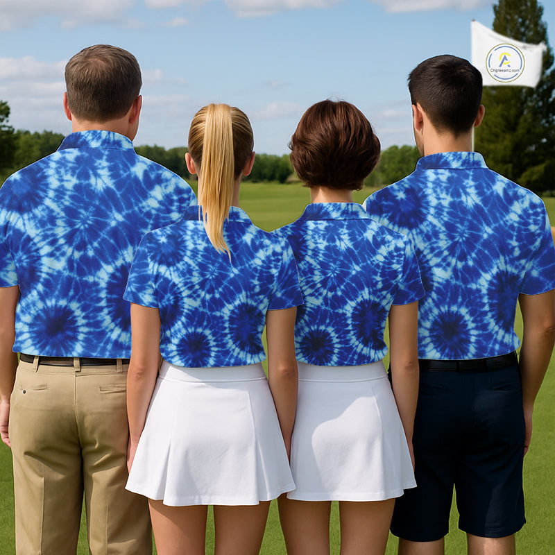 Mens Golf Polo Shirts Blue Tie Dye Background Custom Name Golf Shirt, Golf Gifts NBT569