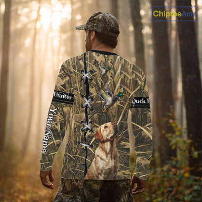 Duck Hunting Labrador Retriever 3D All Over Printed Camouflage Shirts, Duck Hunting Clothes NBT106