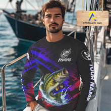 Load image into Gallery viewer, Bass Fishing Long Sleeve Purple Camo UPF Fishing Shirts, Bass Fishing Tournament Shirts NBT464