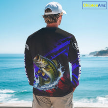 Load image into Gallery viewer, Bass Fishing Long Sleeve Purple Camo UPF Fishing Shirts, Bass Fishing Tournament Shirts NBT464