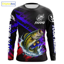 Load image into Gallery viewer, Bass Fishing Long Sleeve Purple Camo UPF Fishing Shirts, Bass Fishing Tournament Shirts NBT464