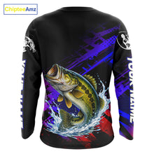 Load image into Gallery viewer, Bass Fishing Long Sleeve Purple Camo UPF Fishing Shirts, Bass Fishing Tournament Shirts NBT464