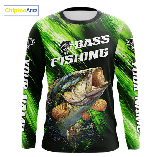 Green Camo Largemouth Bass Fishing Jersey For Men, Bass Fishing Performance Shirts Personalized Gifts NBT370