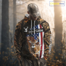 Load image into Gallery viewer, Forest Camo Deer Hunting Shirt American Flag Full All Over 3D Printed Hoodie For Men NBT321