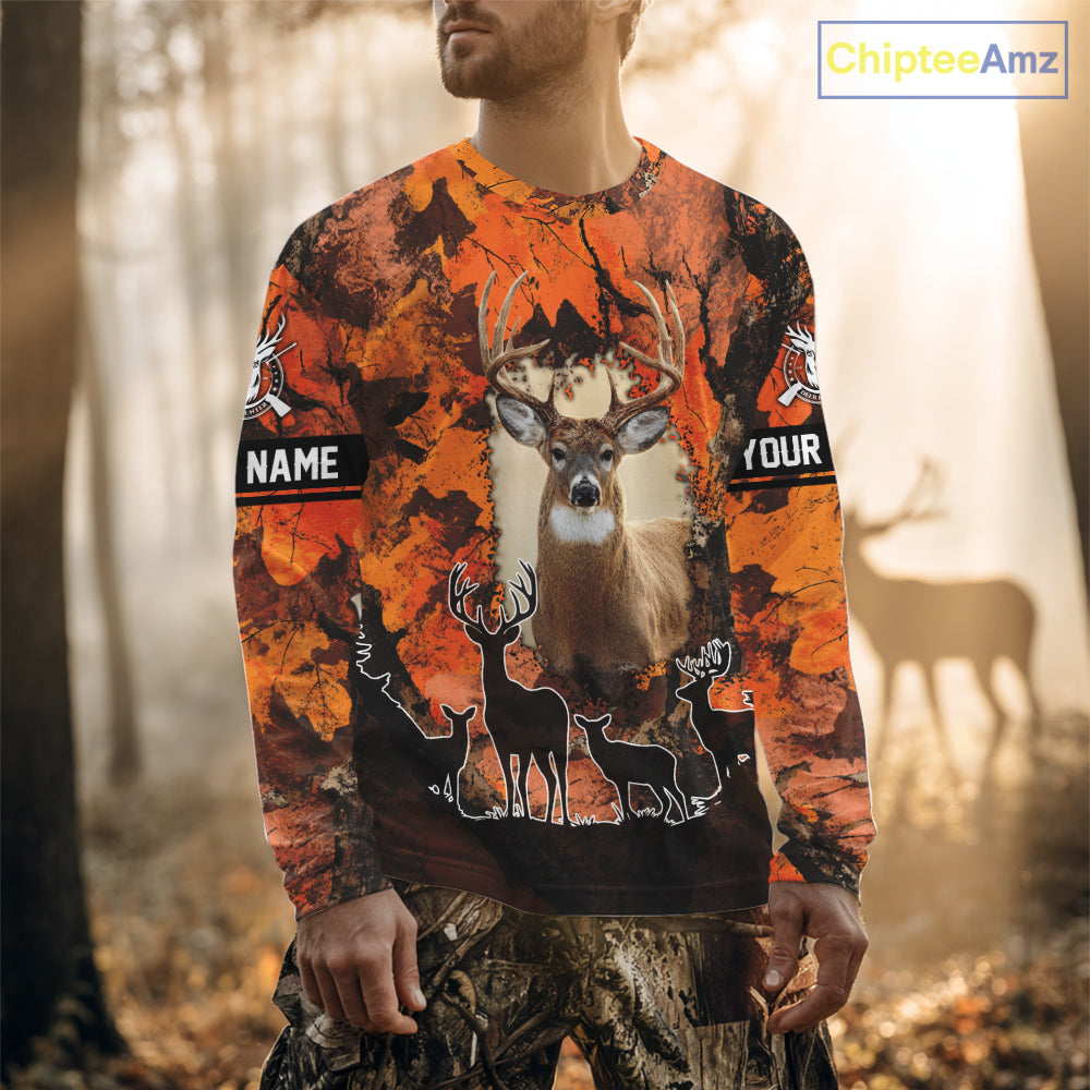 Orange Camo Deer Hunting 3D All Over Print Shirt, Custom Name Big Game for the Deer Hunter NBT30