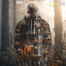 Load image into Gallery viewer, Whitetail Deer Hunting Custom Name Camo Shirt, Hunting Hoodie Camouflage Deer Shirts NBT333