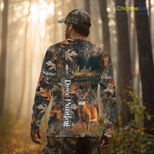 Load image into Gallery viewer, Whitetail Deer Hunting Custom Name Camo Shirt, Hunting Hoodie Camouflage Deer Shirts NBT333