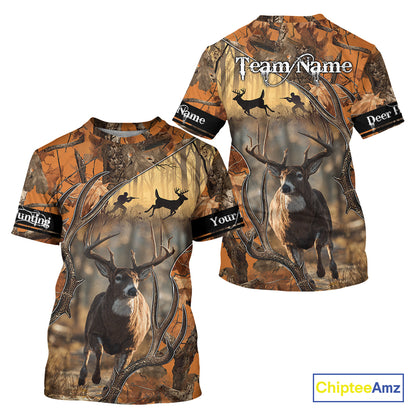 Fall Season Orange Camo Whitetail Deer Hunting Shirt - Hunting Clothes for Men, Deer Hunting Gifts NBT31