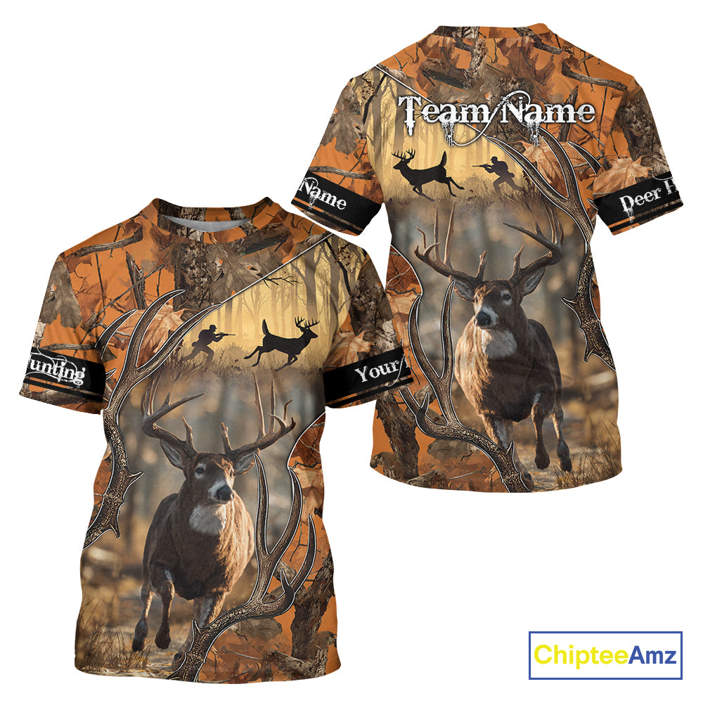 Fall Season Orange Camo Whitetail Deer Hunting Shirt - Hunting Clothes for Men, Deer Hunting Gifts NBT31