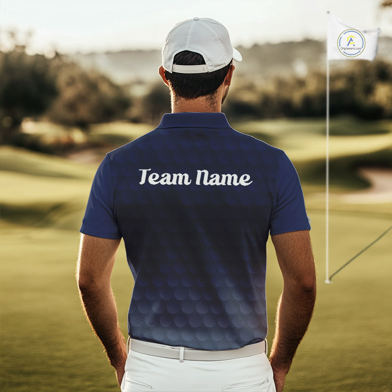 Close-up UPF polyester fabric funny golf ball pattern custom golf shirt moisture-wicking