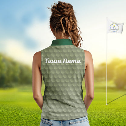woman in funny golf balls womens sleeveless green golf polo shirt with team name 