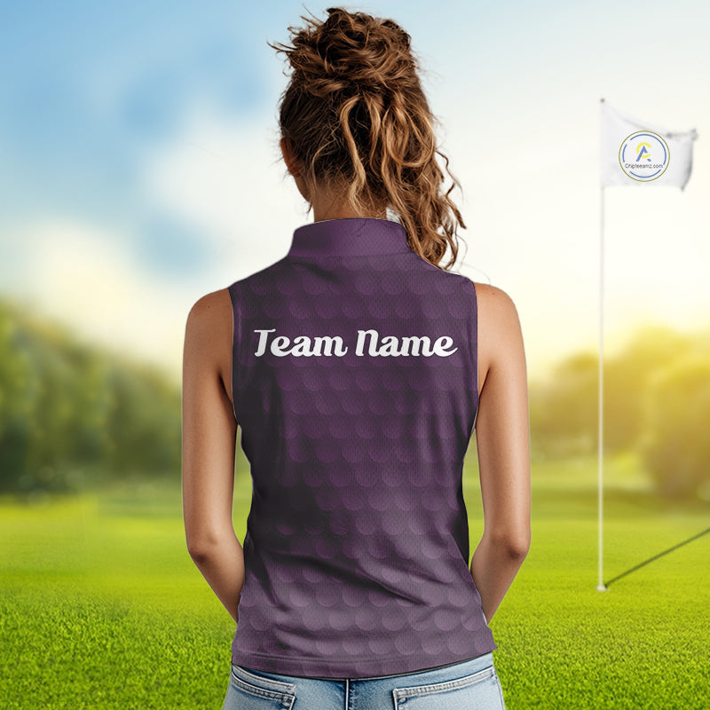 woman in funny golf balls womens purple golf polo shirt with team name 